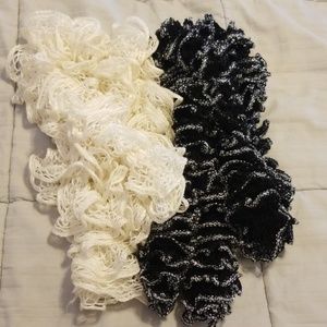 Set of pretty cream and black and silver scarf